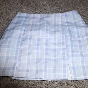 Small high wasted baby blue plaid skirt
